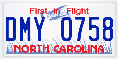 NC license plate DMY0758