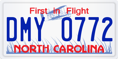 NC license plate DMY0772