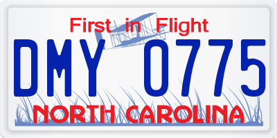 NC license plate DMY0775