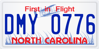 NC license plate DMY0776
