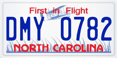 NC license plate DMY0782