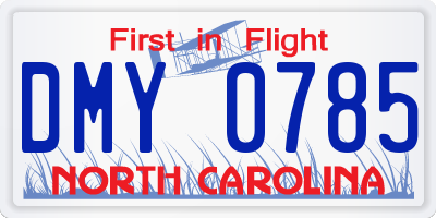 NC license plate DMY0785