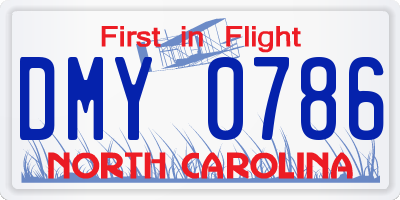 NC license plate DMY0786