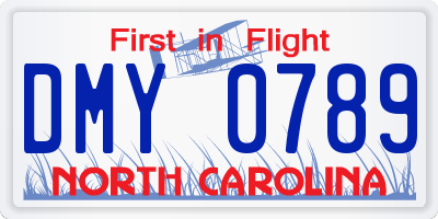 NC license plate DMY0789