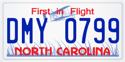 NC license plate DMY0799