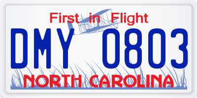 NC license plate DMY0803