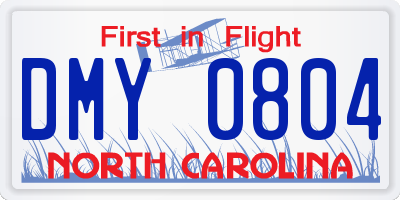 NC license plate DMY0804