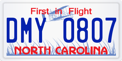 NC license plate DMY0807