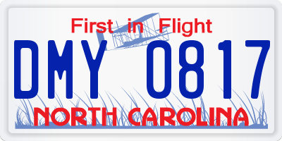 NC license plate DMY0817