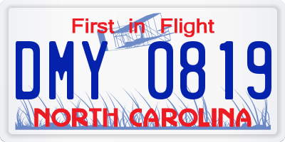 NC license plate DMY0819