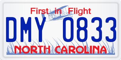 NC license plate DMY0833