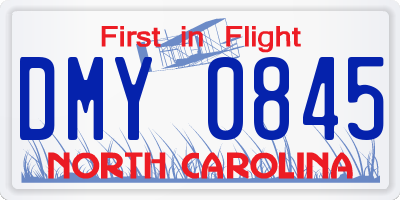 NC license plate DMY0845