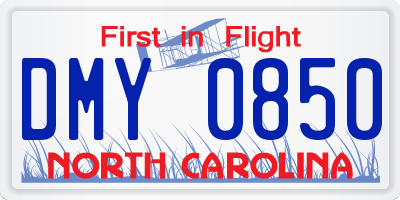 NC license plate DMY0850