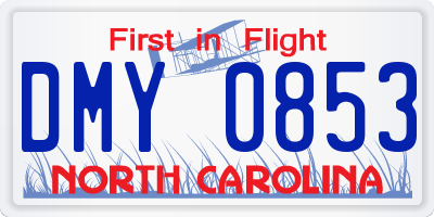 NC license plate DMY0853