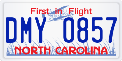 NC license plate DMY0857