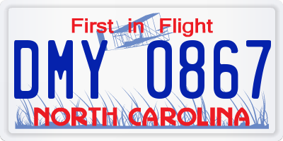 NC license plate DMY0867