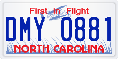 NC license plate DMY0881