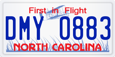 NC license plate DMY0883