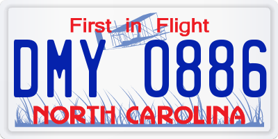 NC license plate DMY0886