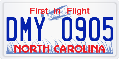 NC license plate DMY0905