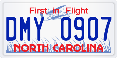 NC license plate DMY0907
