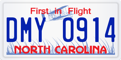 NC license plate DMY0914