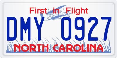 NC license plate DMY0927