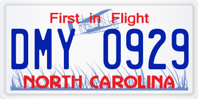 NC license plate DMY0929