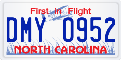 NC license plate DMY0952