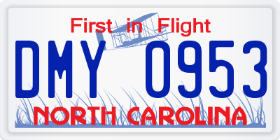NC license plate DMY0953