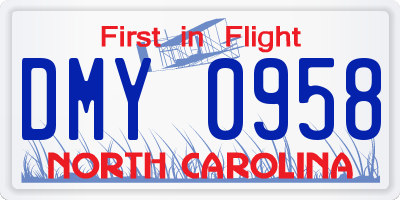NC license plate DMY0958