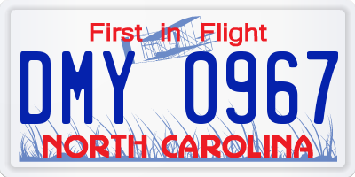 NC license plate DMY0967