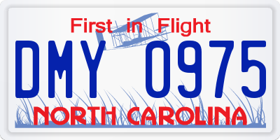 NC license plate DMY0975