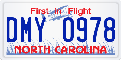 NC license plate DMY0978