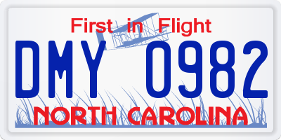 NC license plate DMY0982