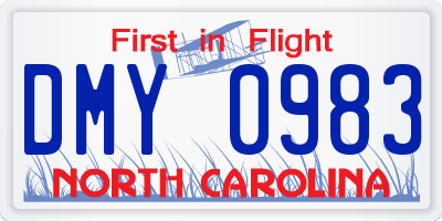 NC license plate DMY0983