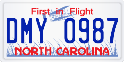 NC license plate DMY0987