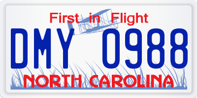 NC license plate DMY0988