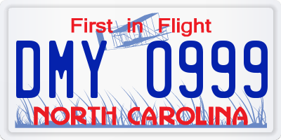 NC license plate DMY0999