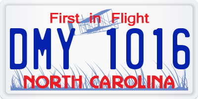 NC license plate DMY1016