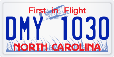 NC license plate DMY1030