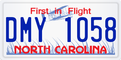 NC license plate DMY1058