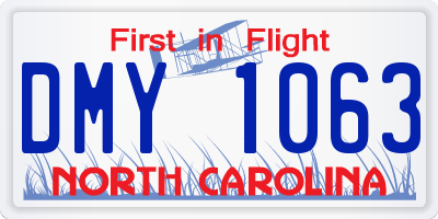 NC license plate DMY1063