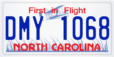 NC license plate DMY1068