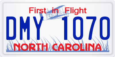 NC license plate DMY1070