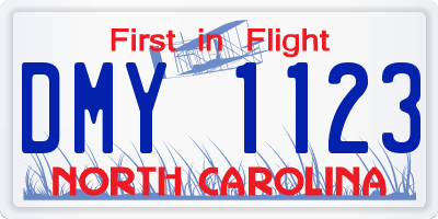 NC license plate DMY1123