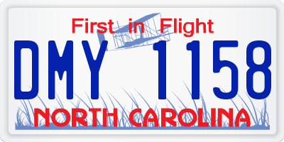 NC license plate DMY1158