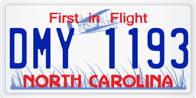 NC license plate DMY1193