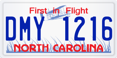 NC license plate DMY1216
