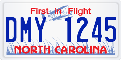 NC license plate DMY1245